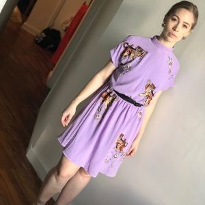 Fierce lavender dress with embroidered tigers